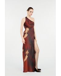 Roberto Cavalli - Long Silk Dress With Marble Print - Lyst