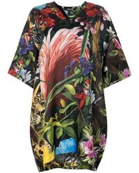 Roberto Cavalli - Floral And Leopard-print Silk Dress - Lyst
