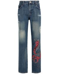 Roberto Cavalli - Snake-print Slim-fit Jeans - Lyst