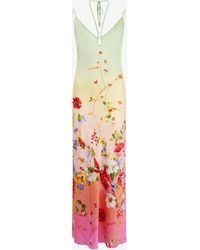 Roberto Cavalli - Maxi Dress With Miami Flowers Print - Lyst
