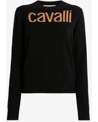 Roberto Cavalli Logo-intarsia Wool Jumper - Black