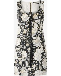 Roberto Cavalli - Mini Dress With All-Over Floral Print - Lyst