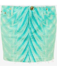 Roberto Cavalli - Miniskirt With Optical Glass Print And Micro Studs - Lyst