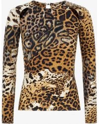 Roberto Cavalli - Jaguar Skin Print Long-Sleeved T-Shirt - Lyst