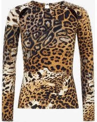 Roberto Cavalli - Long-Sleeved T-Shirt With Jaguar Skin Print - Lyst
