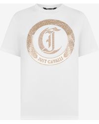 Roberto Cavalli - T-Shirt With Logo And Studs - Lyst