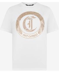 Roberto Cavalli - T-Shirt With Logo And Studs - Lyst