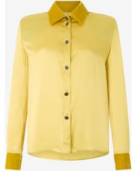 Roberto Cavalli - Ochre Silk Shirt With Velvet Inserts - Lyst