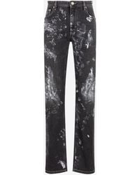 Roberto Cavalli Paint-effect Straight-leg Jeans - Black