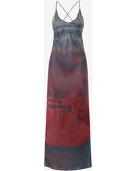 Roberto Cavalli - Long Slip Dress With A Mottled Effect - Lyst