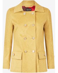 Roberto Cavalli - Double-Breasted Jacket With Python Pattern - Lyst