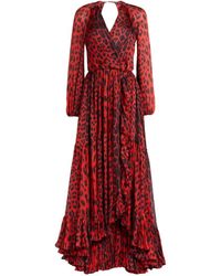 Roberto Cavalli - Kleid aus seide mit leopardenmuster und cut-outs - Lyst