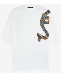 Roberto Cavalli - Oversized T-Shirt With Snake Print - Lyst