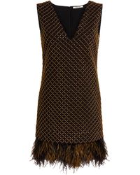 Roberto Cavalli - Geometric Grid-Embroidered Minidress - Lyst