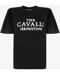 Roberto Cavalli - T-shirt aus baumwolle mit logoprint - Lyst