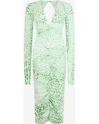 Roberto Cavalli - Jaguar Mint Print Midi Dress - Lyst