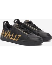 Roberto Cavalli - Sneakers With Golden Graffiti Logo - Lyst