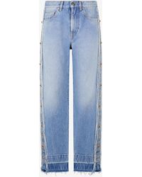 Roberto Cavalli - Jeans With Stud And Stone Pattern - Lyst