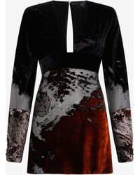 Roberto Cavalli - Vestido Mini De Terciopelo Devoré De Seda Y Viscosa Con Efecto Lava - Lyst