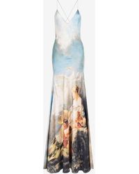 Roberto Cavalli - Painting-print Silk Maxi Dress - Lyst