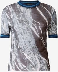 Roberto Cavalli - Marble-Print T-Shirt With Glittery Trims - Lyst