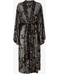 Roberto Cavalli - See-Through Robe With Floral Pattern - Lyst