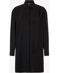 Roberto Cavalli - Silk Mini Shirt Dress With Monogram Rc - Lyst