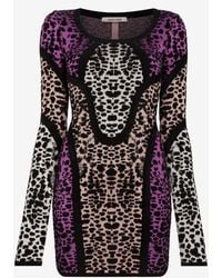 Roberto Cavalli - Animal Print Panelled Minidress - Lyst