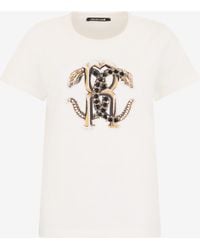 Roberto Cavalli - Ivory T-Shirt With Logo - Lyst