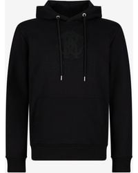 Roberto Cavalli - Felpa Nera Con Cappuccio Monogram Rc - Lyst