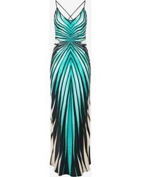 Roberto Cavalli - Ray Of Sea Print Silk Maxi Dress - Lyst
