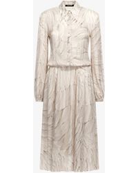 Roberto Cavalli - Midi-Kleid Mit Ice Feathers-Print - Lyst