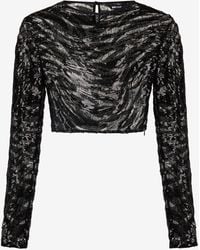 Roberto Cavalli - Crop Top With Rhinestone-Detailed Zebra Design - Lyst