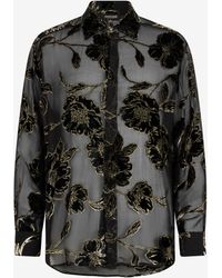 Roberto Cavalli - And See-Through Shirt With Floral Pattern - Lyst