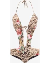 Roberto Cavalli - Jaguar Roses Print One-Piece Swimsuit - Lyst