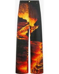 Roberto Cavalli - Stretch Denim Jeans With Lava Print - Lyst