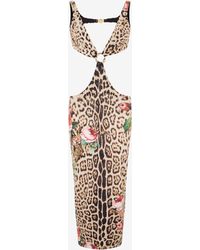 Roberto Cavalli - Jaguar Roses Print Beach Dress - Lyst