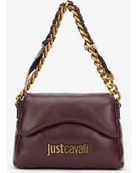 Roberto Cavalli - Just Cavalli Burgundy Shoulder Bag With Chain And Scarf - Lyst