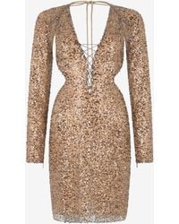 Roberto Cavalli - Midi Dress With Sequins - Lyst