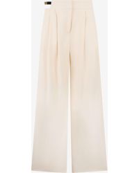 Roberto Cavalli - Cream Wide-Leg Trousers With Cut-Out - Lyst