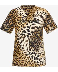 Roberto Cavalli - T-Shirt With Jaguar Skin Print - Lyst
