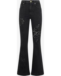 Roberto Cavalli - Jeans Flared With Floral Embroidery - Lyst