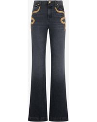 Roberto Cavalli - Flared Jeans With Snake Embroidery - Lyst