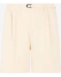 Roberto Cavalli - Shorts De Algodón Crema Con Cinturón - Lyst