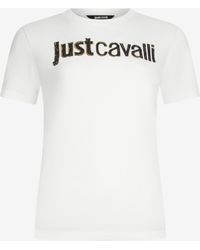 Roberto Cavalli - T-Shirt With Embellished Logo - Lyst