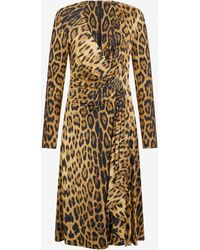 Roberto Cavalli - Jaguar Skin Print Wrap Midi Dress - Lyst