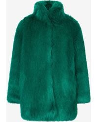 Roberto Cavalli - Faux Fur Coat With High Collar - Lyst