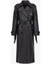 Roberto Cavalli - Fringed Leather Trench Coat - Lyst
