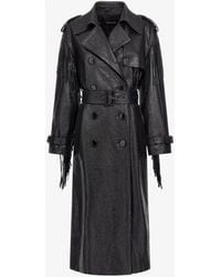 Roberto Cavalli - Fringed Leather Trench Coat - Lyst
