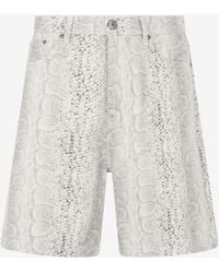 Roberto Cavalli - Snakeskin Print Denim Shorts - Lyst